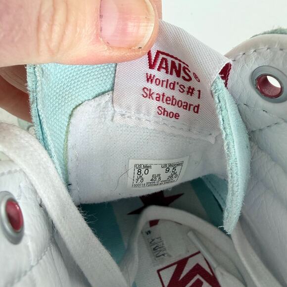 Vans Sk8-Hi Reissue Chicago Edition Athletic Sneakers Womens 9.5 Aqua White - Picture 11 of 11